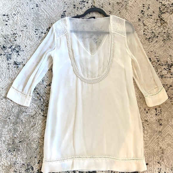 French Connection White Beaded Shift Dress - Picture 3 of 7